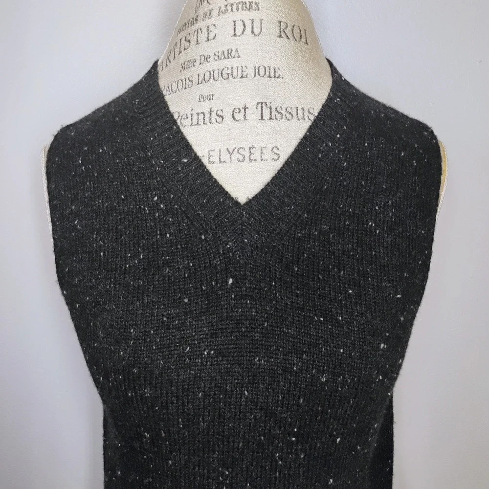 Theory Shrunken Wool Cashmere Donegal Sweater Vest Womens XS Speckle Knit V Neck